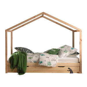 Domčeková/s výsuvným lôžkom detská posteľ z borovicového dreva s úložným priestorom 90x200 cm v prírodnej farbe DALLAS – Vipack