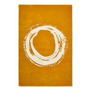 Horčicovožltý vlnený koberec Think Rugs Elements Circle, 120 x 170 cm