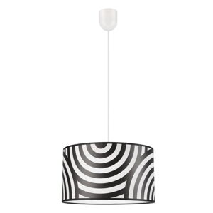 Čierno-biele závesné svietidlo s textilným tienidlom ø 35 cm Print – LAMKUR