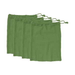 Súprava 4 zelených desiatových vreciek z recyklovanej bavlny Ladelle Eco, 30 x 40 cm