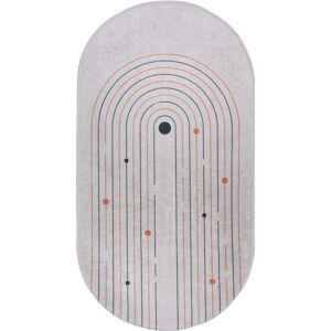 Krémovobiely umývateľný koberec 60x100 cm Oval – Vitaus
