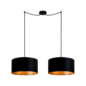 Čierne závesné dvojramenné svietidlo s vnútrom v zlatej farbe Sotto Luce Mika, ⌀ 36 cm