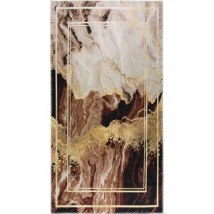 Hnedý/krémový prateľný koberec behúň 80x200 cm - Vitaus