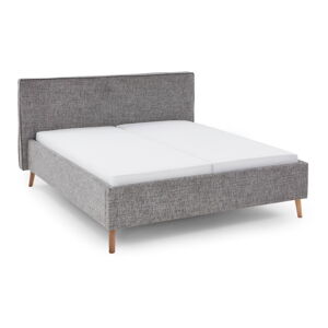 Sivá čalúnená dvojlôžková posteľ s úložným priestorom s roštom 160x200 cm Riva – Meise Möbel