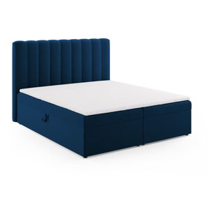 Tmavomodrá boxspring posteľ s úložným priestorom 180x200 cm Gina – Milo Casa