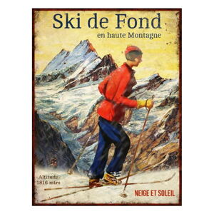 Dekoratívna kovová ceduľa Antic Line Ski de Fond, 25 x 33 cm