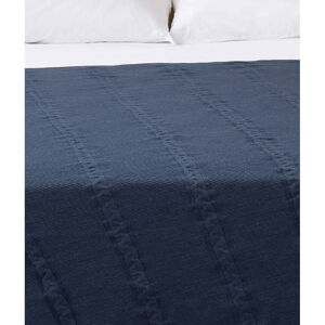 Tmavo modrý bavlnený prehoz na dvojlôžko 200x220 cm Trenza - Oyo Concept