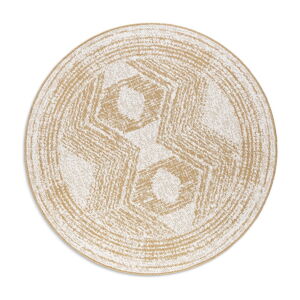 Okrovožltý/krémovobiely okrúhly vonkajší koberec ø 100 cm Gemini – Elle Decoration