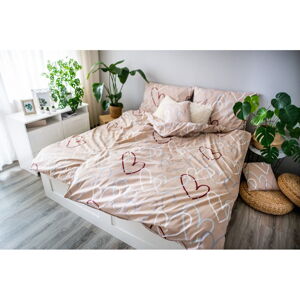 Béžové bavlnené obliečky Cotton House Dita Love, 140 x 200 cm