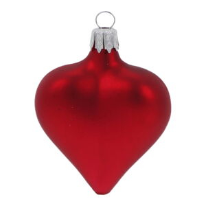 Súprava 4 červených sklenených vianočných ozdôb v tvare srdca Ego Dekor