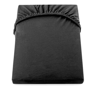 Čierna elastická bavlnená plachta DecoKing Amber Collection, 80/90 x 200 cm