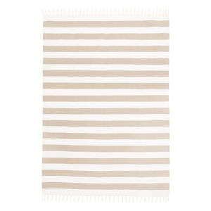 Béžovo-sivý ručne tkaný bavlnený koberec Westwing Collection Blocker, 70 x 140 cm