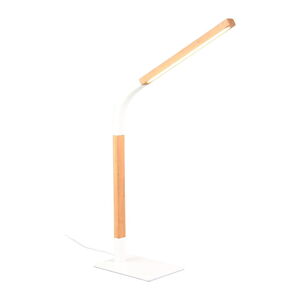 Biela/v prírodnej farbe LED stolová lampa so stmievačom s dreveným tienidlom (výška  73,5 cm) Norris – Trio