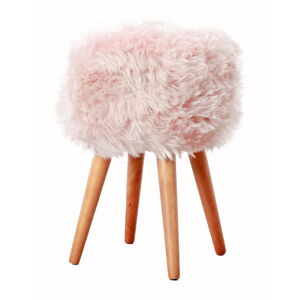 Stolička s ružovým sedadlom z ovčej kožušiny Native Natural, ⌀ 30 cm