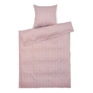 Svetlo modro-ružové predĺžené obliečky na jednolôžko z bavlneného saténu 140x220 cm Pleasantly - JUNA