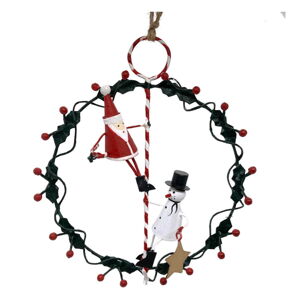 Vianočný veniec ø 14 cm Santa & Snowman on Wreath - G-Bork