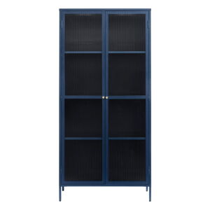 Tmavo modrá kovová vitrína 90x190 cm Bronco - Unique Furniture