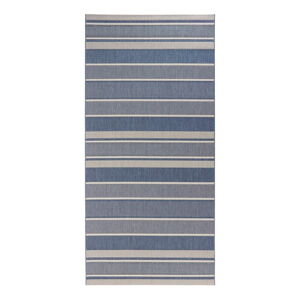 Modrý vonkajší koberec NORTHRUGS Strap, 80 x 200 cm