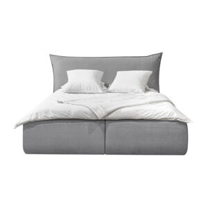 Svetlo šedá zamatová čalúnená dvojlôžková posteľ s úložným priestorom s roštom 160x200 cm Jade - Bobochic Paris