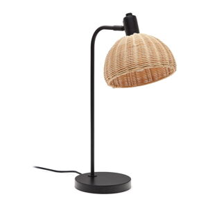 Čierna/v prírodnej farbe stolová lampa s ratanovým tienidlom (výška  56 cm) Damila – Kave Home