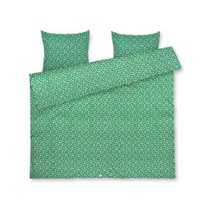 Predĺžené zelené obliečky na dvojlôžko z bavlneného saténu 200x220 cm Pleasantly - JUNA