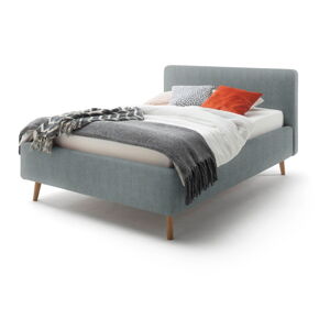 Modrá/sivá čalúnená dvojlôžková posteľ s úložným priestorom s roštom 140x200 cm Mattis – Meise Möbel