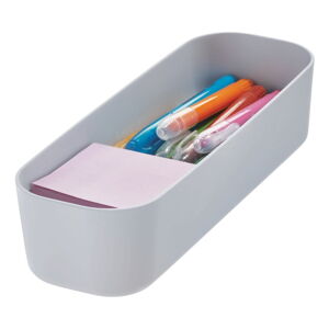 Sivý úložný box iDesign Eco Bin, 27,43 x 9,14 cm
