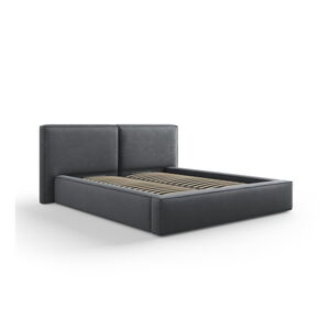 Tmavosivá čalúnená dvojlôžková posteľ s úložným priestorom s roštom 160x200 cm Arendal – Cosmopolitan Design