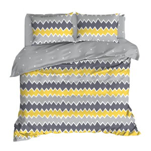Bavlnené obliečky s plachtou na dvojlôžko EnLora Home Zigros Yellow, 200 x 220 cm