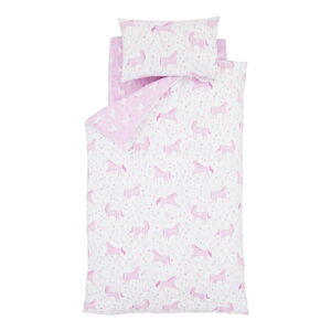 Ružové obliečky na jednolôžko Catherine Lansfield Unicorn, 135 × 200 cm