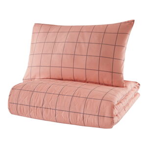 Ružová prikrývka cez posteľ s obliečkou na vankúš z ranforce bavlny Mijolnir Piga, 180 x 225 cm