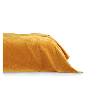 Žltý pléd cez posteľ AmeliaHome Laila Honey, 260 x 240 cm
