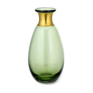 Zelená sklenená váza Nkuku Miza, výška 14 cm