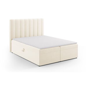 Béžová boxspring posteľ s úložným priestorom 160x200 cm Gina – Milo Casa