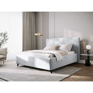 Sivá čalúnená dvojlôžková posteľ s úložným priestorom s roštom 160x200 cm Malou – Milo Casa