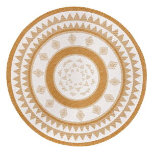 Okrovožltý/biely okrúhly vonkajší koberec ø 140 cm Jamaica – NORTHRUGS