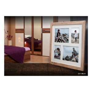Svetlohnedý rámček na 4 fotografie Styler Narvik, 39 × 39 cm