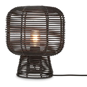 Čierna stolná lampa s ratanovým tienidlom (výška 30 cm) Tanami – Good&Mojo