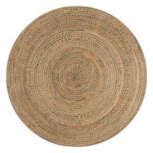 Modrý/v prírodnej farbe jutový okrúhly koberec 180x180 cm Capri – Flair Rugs