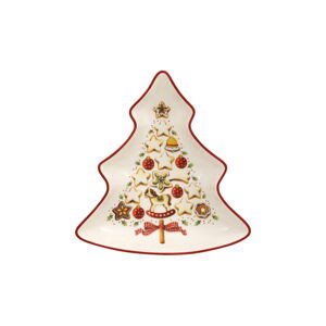 Červeno-biela porcelánová servírovacia miska v tvare vianočného stromčeka Villeroy & Boch Tree, 17,5 x 16,5 cm