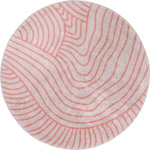 Svetloružový/krémovobiely umývateľný okrúhly koberec ø 120 cm Yuvarlak – Vitaus