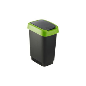 Zeleno-čierny odpadkový kôš z recyklovaného plastu 10 l Twist - Rotho
