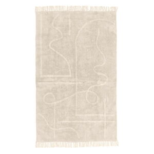 Svetlobéžový ručne tkaný bavlnený koberec Westwing Collection Lines, 120 x 180 cm