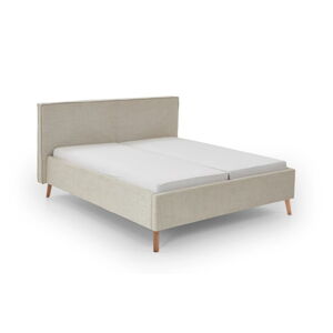 Krémovobiela čalúnená dvojlôžková posteľ s úložným priestorom s roštom 180x200 cm Riva – Meise Möbel