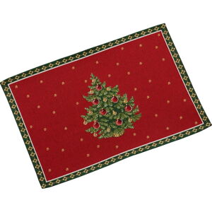Červené bavlnené prestieranie s vianočným motívom Villeroy & Boch Tree, 48 x 32 cm