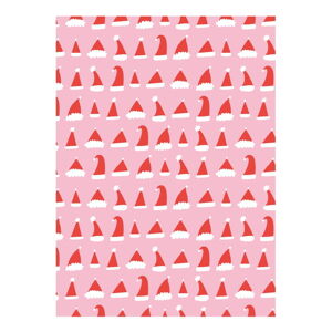 5 hárkov ružovo-červeného baliaceho papiera eleanor stuart Santa Hats, 50 x 70 cm