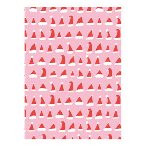 5 hárkov ružovo-červeného baliaceho papiera eleanor stuart Santa Hats, 50 x 70 cm