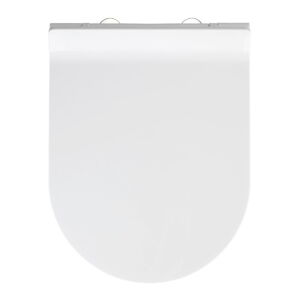 Biele WC sedadlo s jednoduchým zatváraním Wenko Habos, 46 × 36 cm