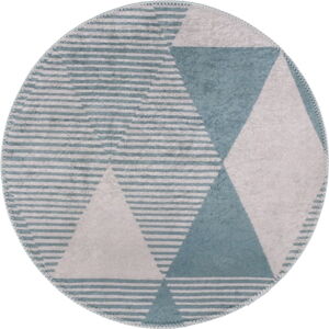 Modrý umývateľný okrúhly koberec ø 80 cm Yuvarlak – Vitaus