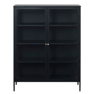 Čierna vitrína Unique Furniture Carmel, výška 140 cm